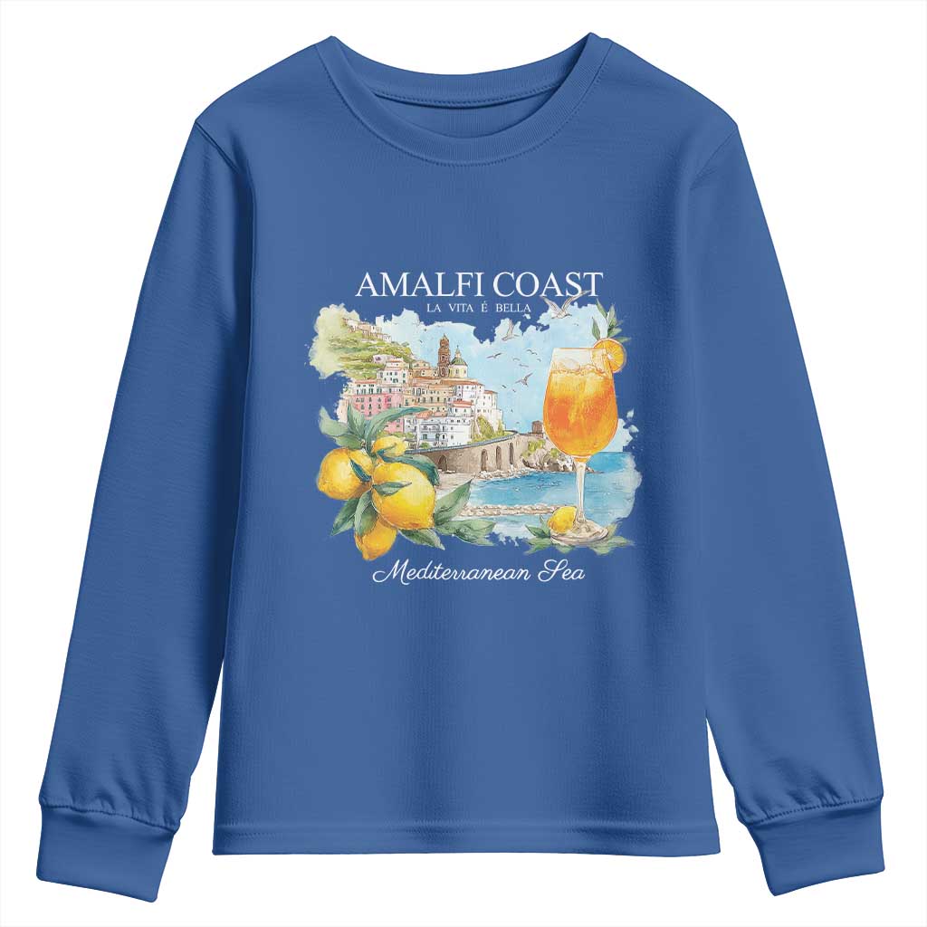 Amalfi Coast Italy Travel Youth Sweatshirt La Vita E Bella Lemon Travel Souvenir - Wonder Print Shop