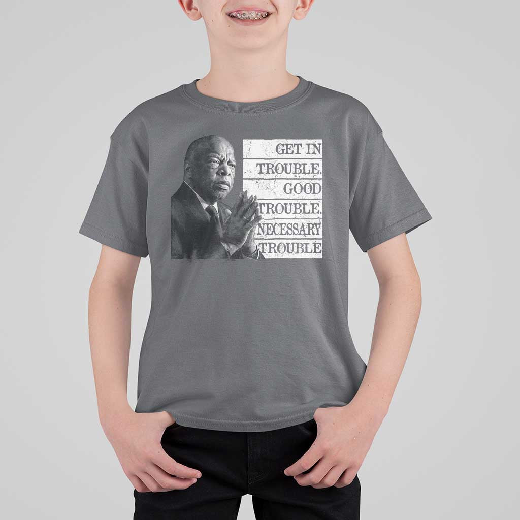 John Lewis T Shirt For Kid Get In Good Necessary Trouble Social Justice - Wonder Print Shop