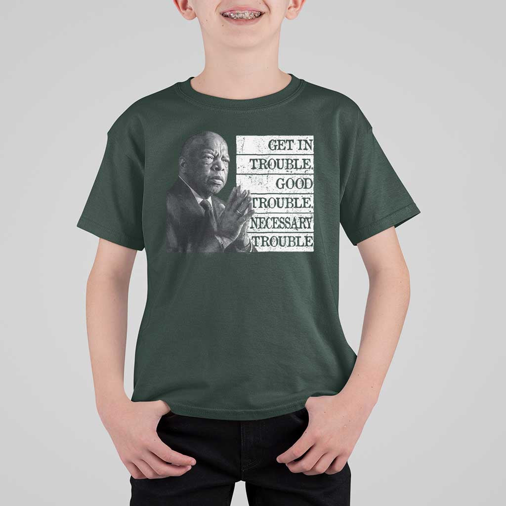 John Lewis T Shirt For Kid Get In Good Necessary Trouble Social Justice - Wonder Print Shop
