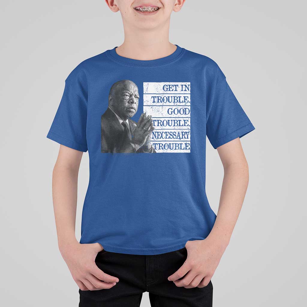John Lewis T Shirt For Kid Get In Good Necessary Trouble Social Justice - Wonder Print Shop