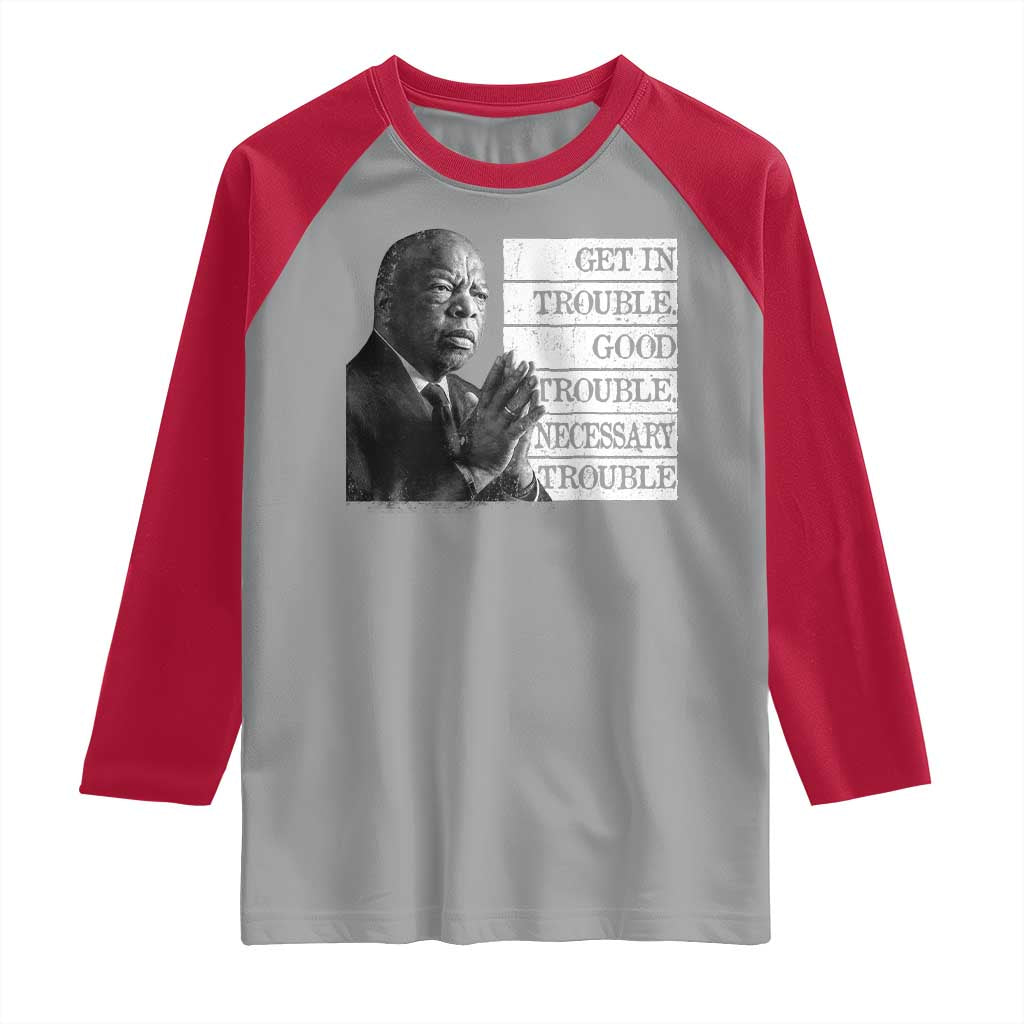 John Lewis Raglan Shirt Get In Good Necessary Trouble Social Justice - Wonder Print Shop