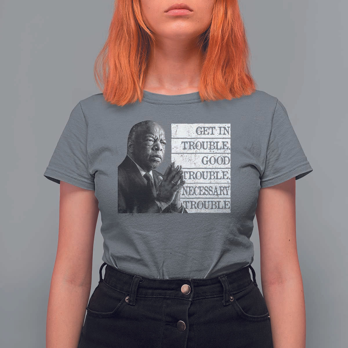 John Lewis T Shirt For Women Get In Good Necessary Trouble Social Justice - Wonder Print Shop