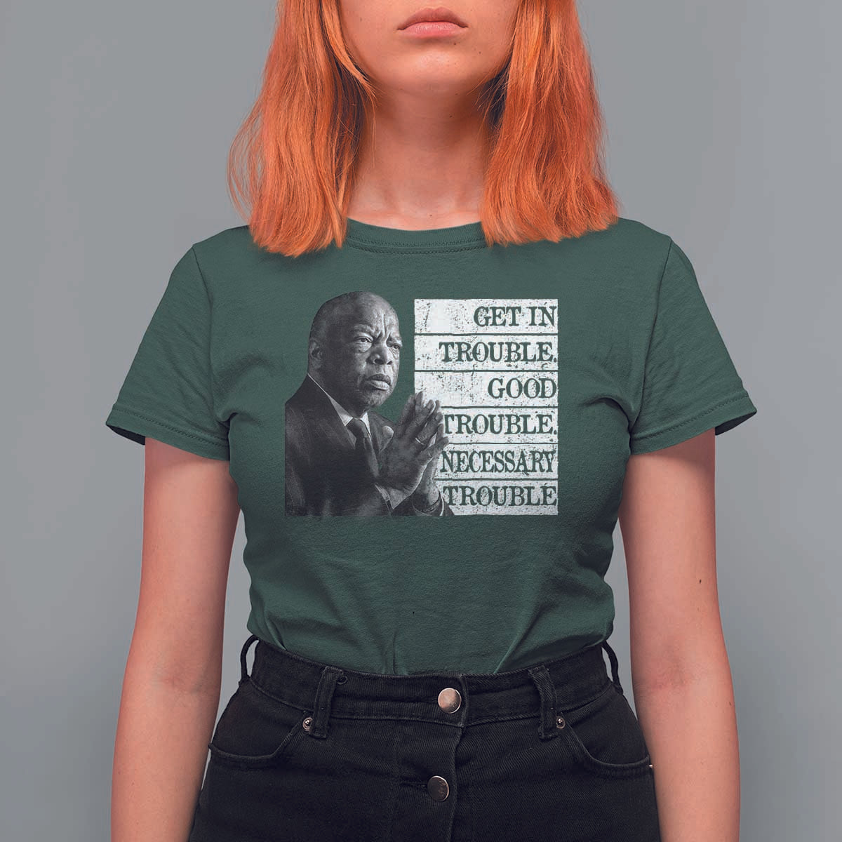John Lewis T Shirt For Women Get In Good Necessary Trouble Social Justice - Wonder Print Shop