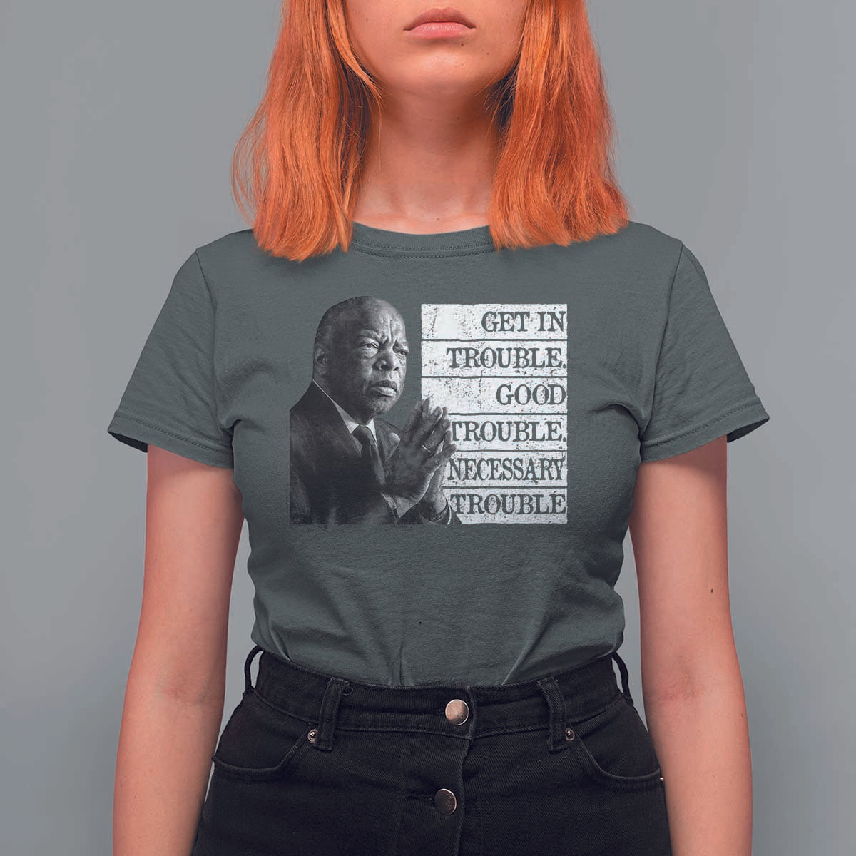 John Lewis T Shirt For Women Get In Good Necessary Trouble Social Justice - Wonder Print Shop