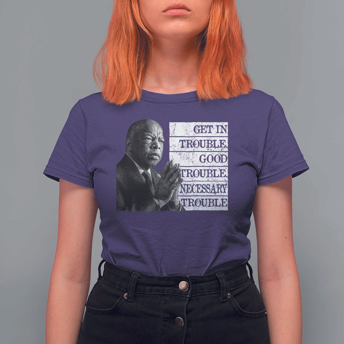 John Lewis T Shirt For Women Get In Good Necessary Trouble Social Justice - Wonder Print Shop