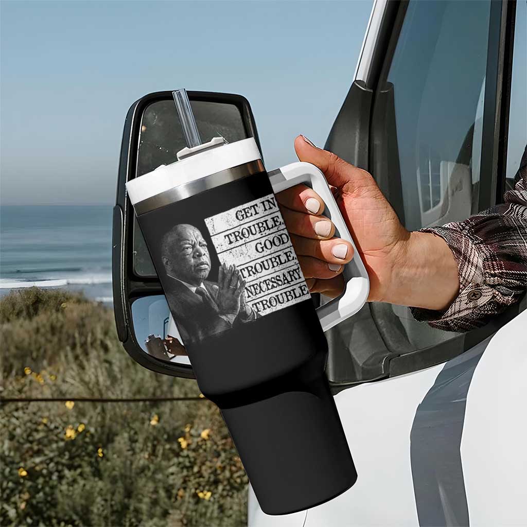 John Lewis Tumbler With Handle Get In Good Necessary Trouble Social Justice - Wonder Print Shop