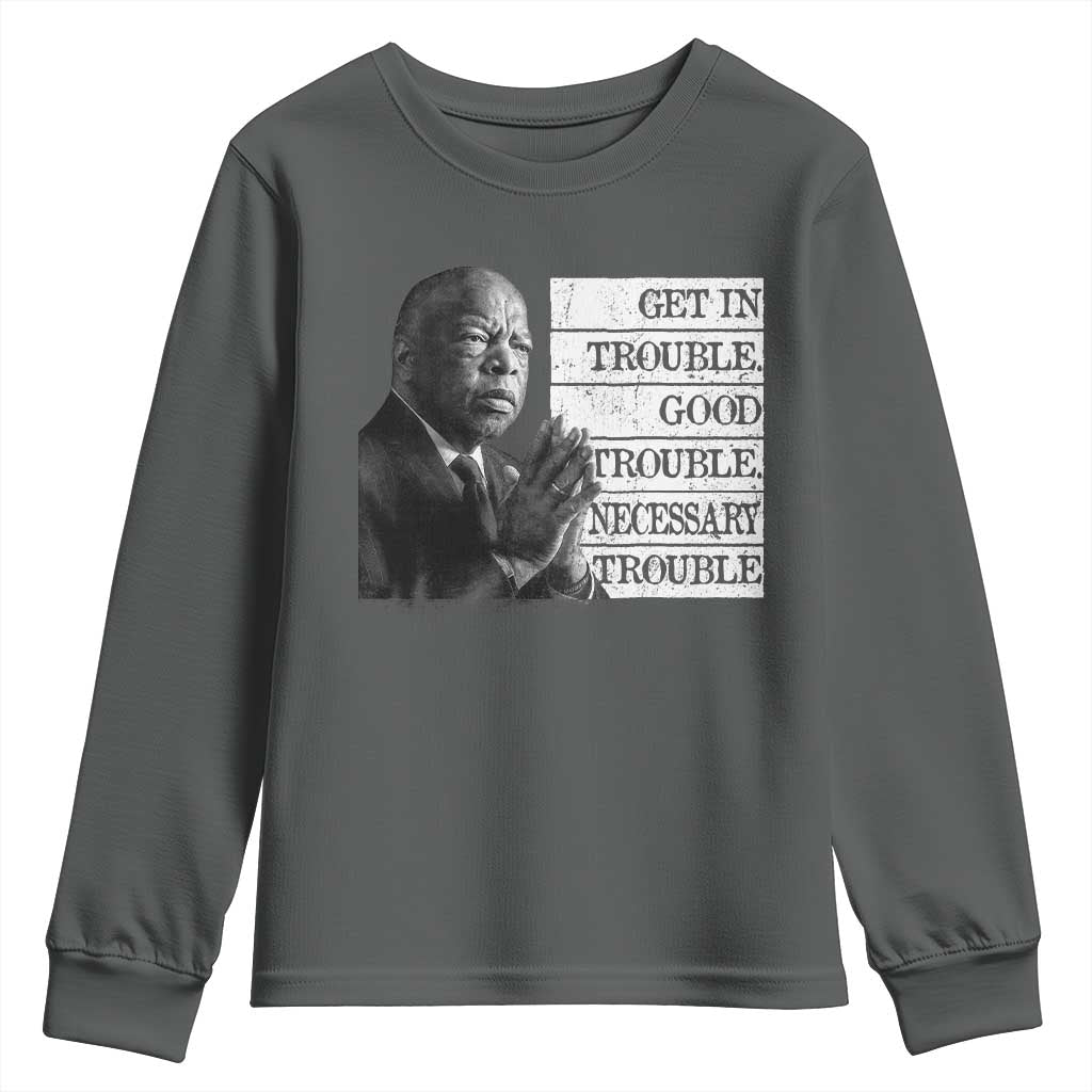 John Lewis Youth Sweatshirt Get In Good Necessary Trouble Social Justice - Wonder Print Shop