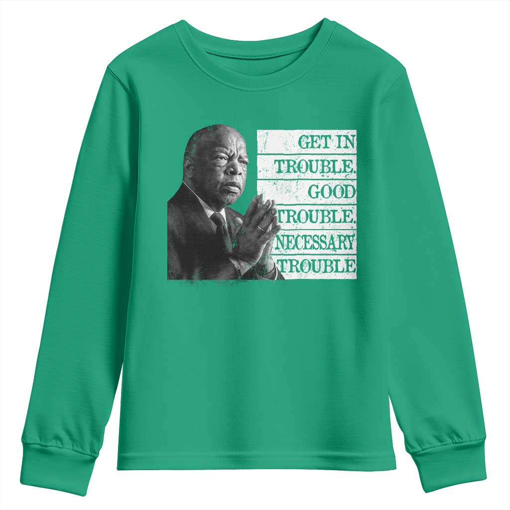 John Lewis Youth Sweatshirt Get In Good Necessary Trouble Social Justice - Wonder Print Shop
