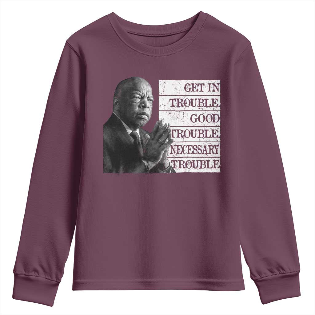 John Lewis Youth Sweatshirt Get In Good Necessary Trouble Social Justice - Wonder Print Shop