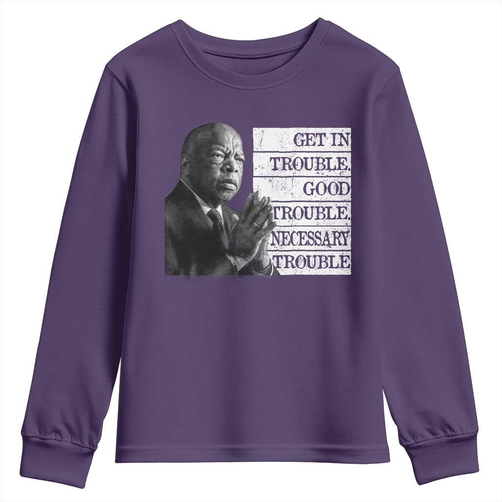John Lewis Youth Sweatshirt Get In Good Necessary Trouble Social Justice - Wonder Print Shop