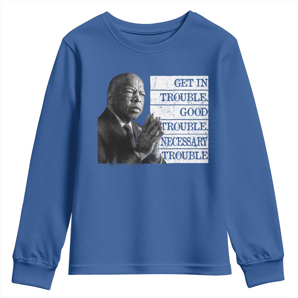 John Lewis Youth Sweatshirt Get In Good Necessary Trouble Social Justice - Wonder Print Shop