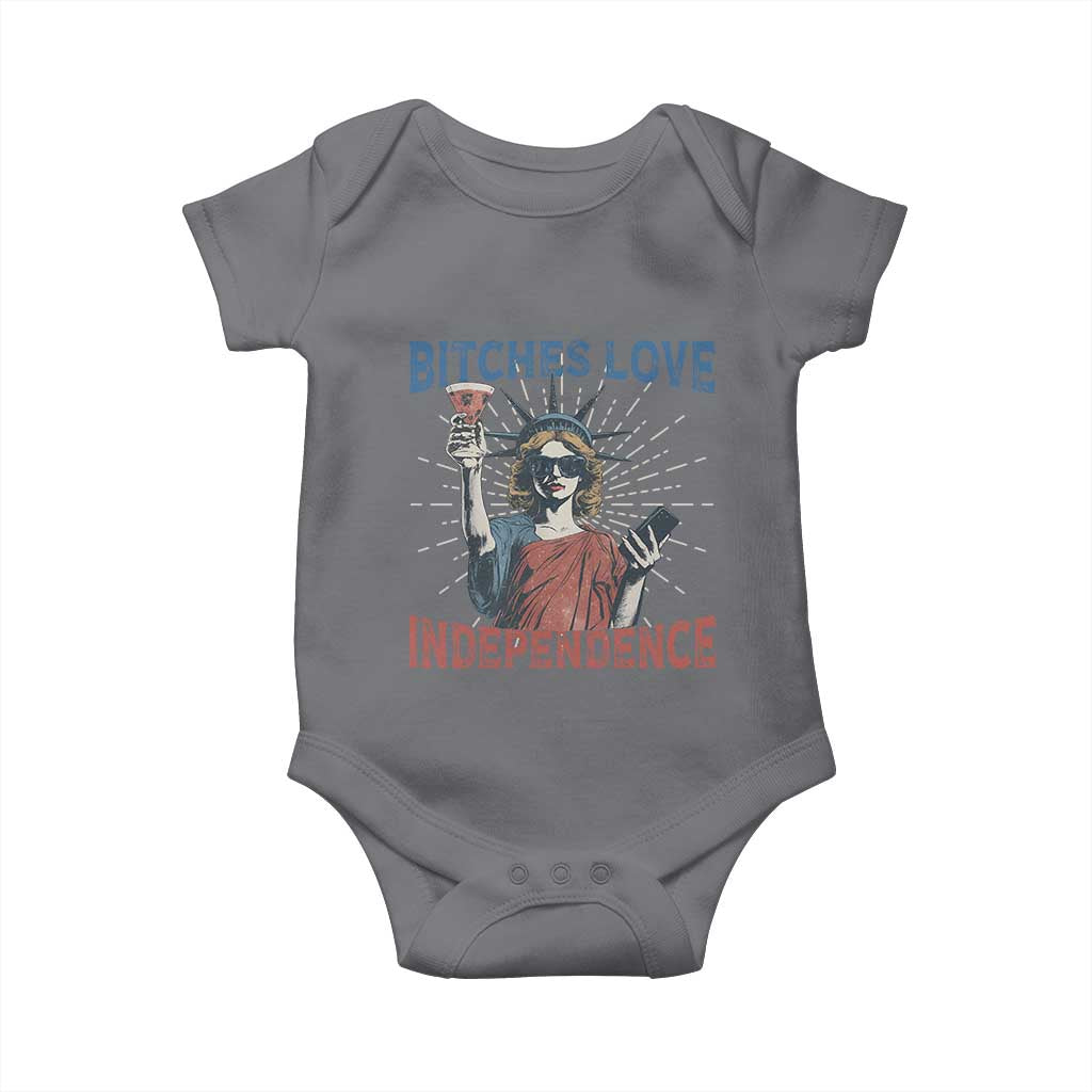 Funny Bitches Love Independence 4th Of July Baby Onesie Retro Statue Of Liberty - Wonder Print Shop