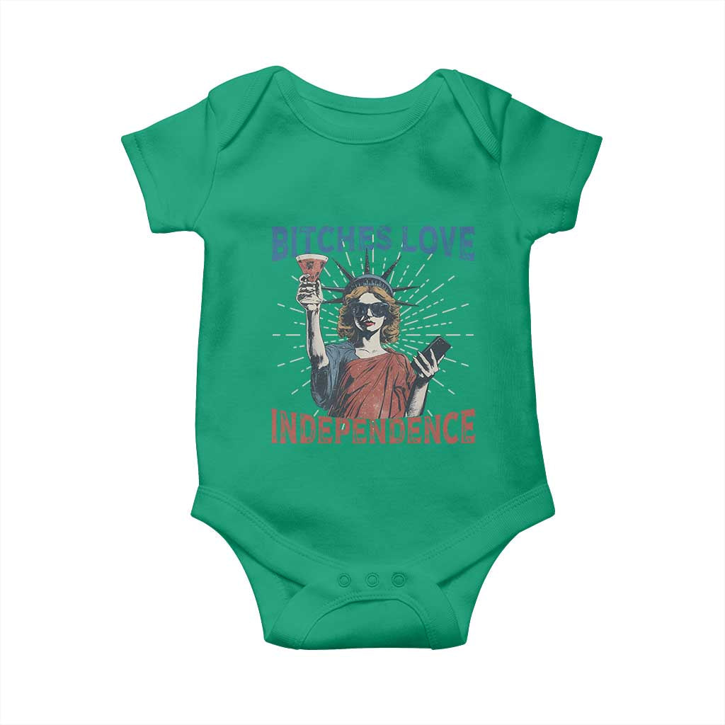 Funny Bitches Love Independence 4th Of July Baby Onesie Retro Statue Of Liberty - Wonder Print Shop