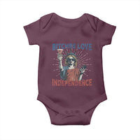 Funny Bitches Love Independence 4th Of July Baby Onesie Retro Statue Of Liberty - Wonder Print Shop