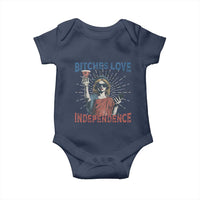 Funny Bitches Love Independence 4th Of July Baby Onesie Retro Statue Of Liberty - Wonder Print Shop