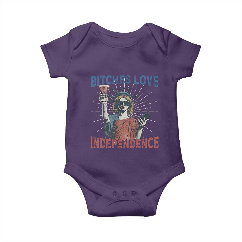 Funny Bitches Love Independence 4th Of July Baby Onesie Retro Statue Of Liberty - Wonder Print Shop