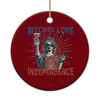 Funny Bitches Love Independence 4th Of July Ceramic Ornament Retro Statue Of Liberty - Wonder Print Shop