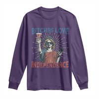 Funny Bitches Love Independence 4th Of July Long Sleeve Shirt Retro Statue Of Liberty - Wonder Print Shop