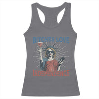 Funny Bitches Love Independence 4th Of July Racerback Tank Top Retro Statue Of Liberty - Wonder Print Shop