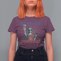 Funny Bitches Love Independence 4th Of July T Shirt For Women Retro Statue Of Liberty - Wonder Print Shop