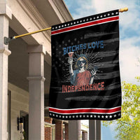 Funny Bitches Love Independence 4th Of July Garden Flag Retro Statue Of Liberty