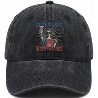 Funny Bitches Love Independence 4th Of July Washed Cotton Baseball Cap Retro Statue Of Liberty TS11