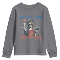 Funny Bitches Love Independence 4th Of July Youth Sweatshirt Retro Statue Of Liberty - Wonder Print Shop