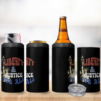 Funny 4th of July Liberty And Justice For All 4 in 1 Can Cooler Tumbler Statue Of Liberty - Wonder Print Shop