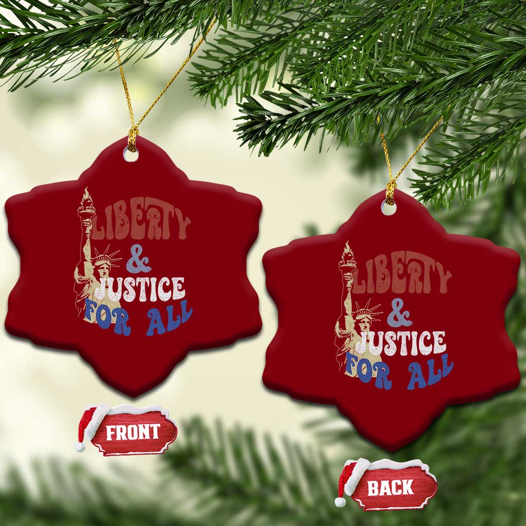 Funny 4th of July Liberty And Justice For All Ceramic Ornament Statue Of Liberty - Wonder Print Shop
