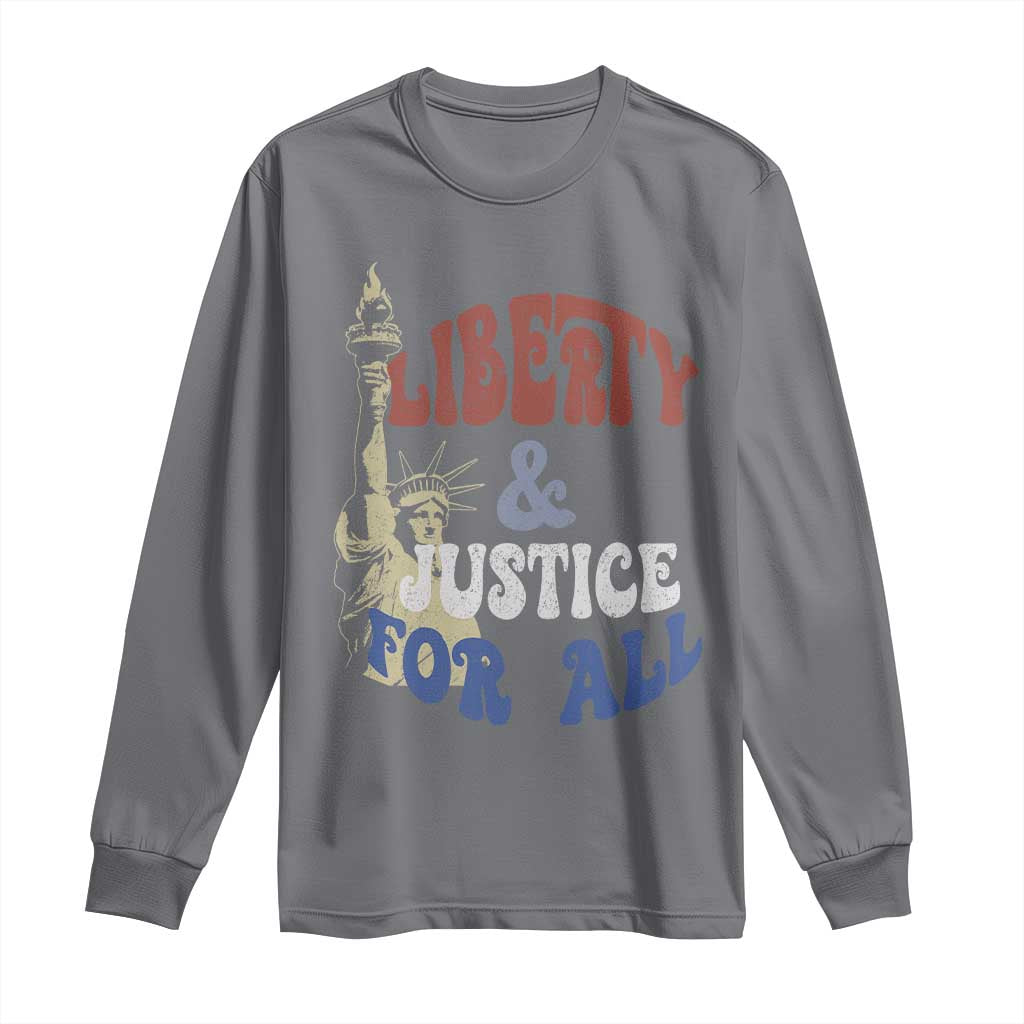 Funny 4th of July Liberty And Justice For All Long Sleeve Shirt Statue Of Liberty - Wonder Print Shop