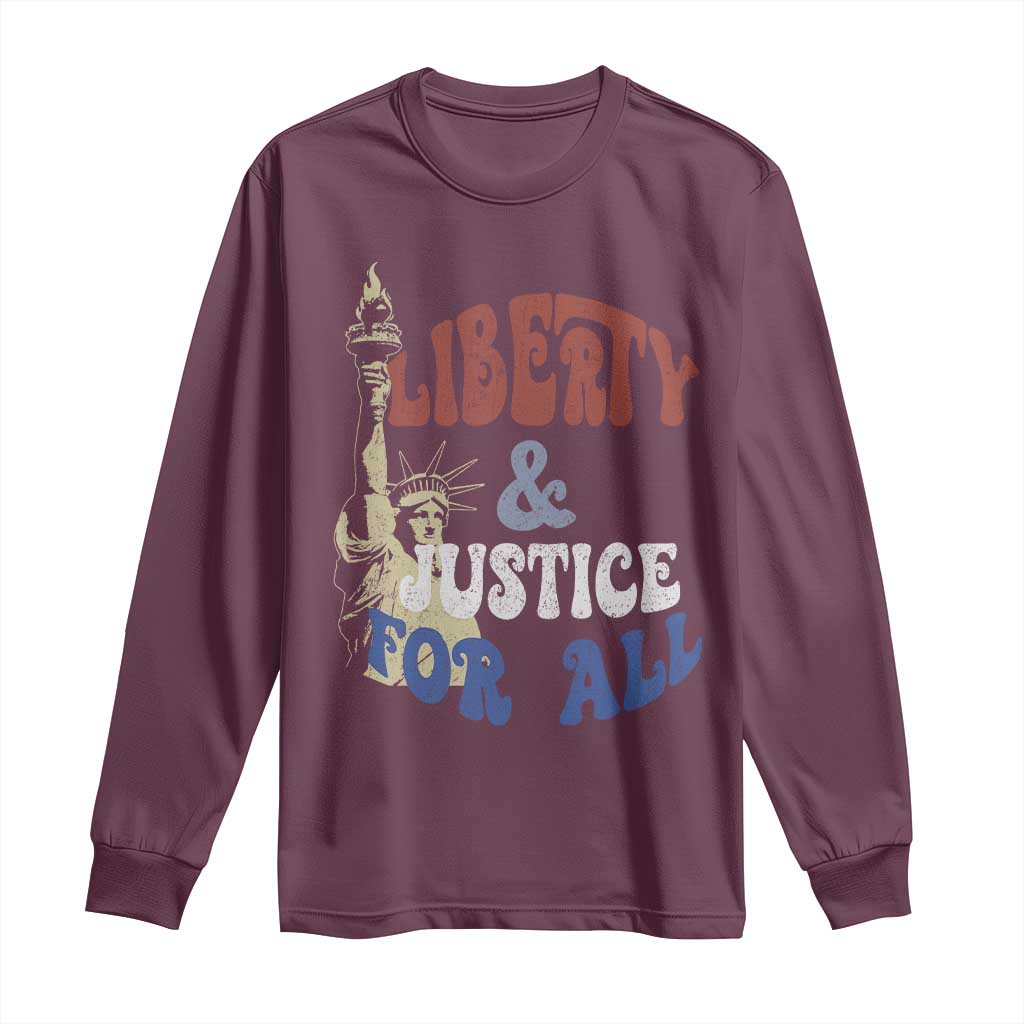 Funny 4th of July Liberty And Justice For All Long Sleeve Shirt Statue Of Liberty - Wonder Print Shop