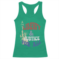 Funny 4th of July Liberty And Justice For All Racerback Tank Top Statue Of Liberty - Wonder Print Shop