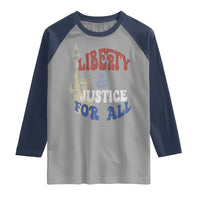 Funny 4th of July Liberty And Justice For All Raglan Shirt Statue Of Liberty - Wonder Print Shop