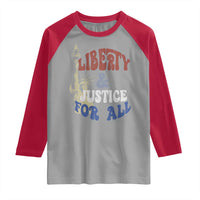 Funny 4th of July Liberty And Justice For All Raglan Shirt Statue Of Liberty - Wonder Print Shop