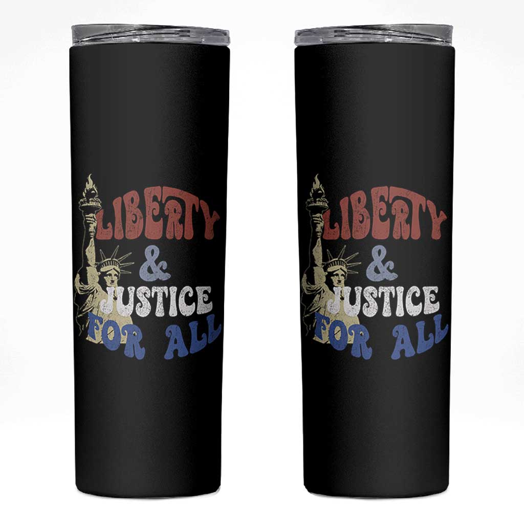 Funny 4th of July Liberty And Justice For All Skinny Tumbler Statue Of Liberty - Wonder Print Shop