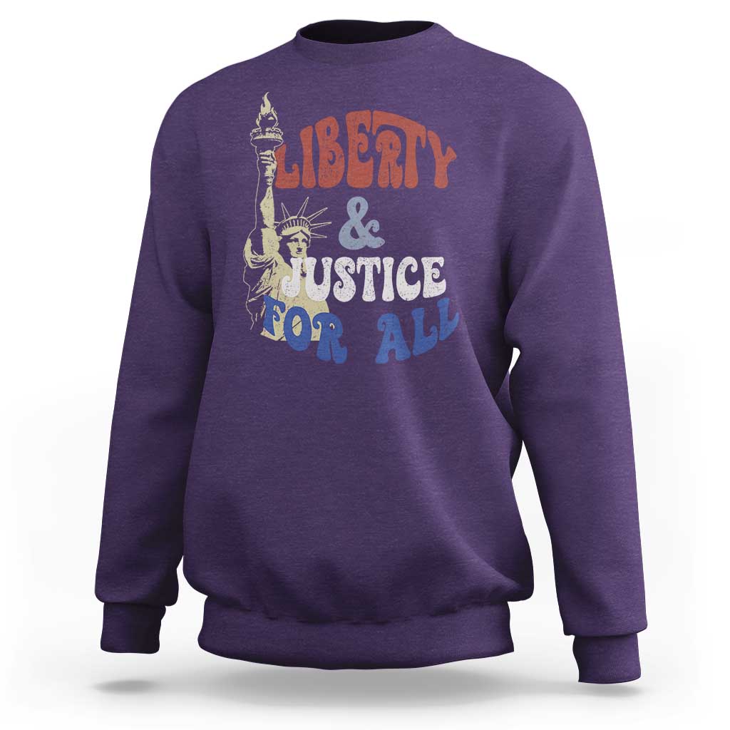 Funny 4th of July Liberty And Justice For All Sweatshirt Statue Of Liberty - Wonder Print Shop