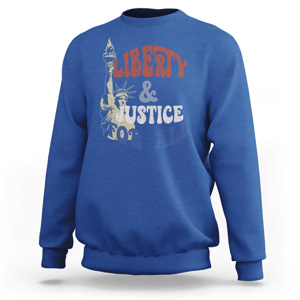 Funny 4th of July Liberty And Justice For All Sweatshirt Statue Of Liberty - Wonder Print Shop