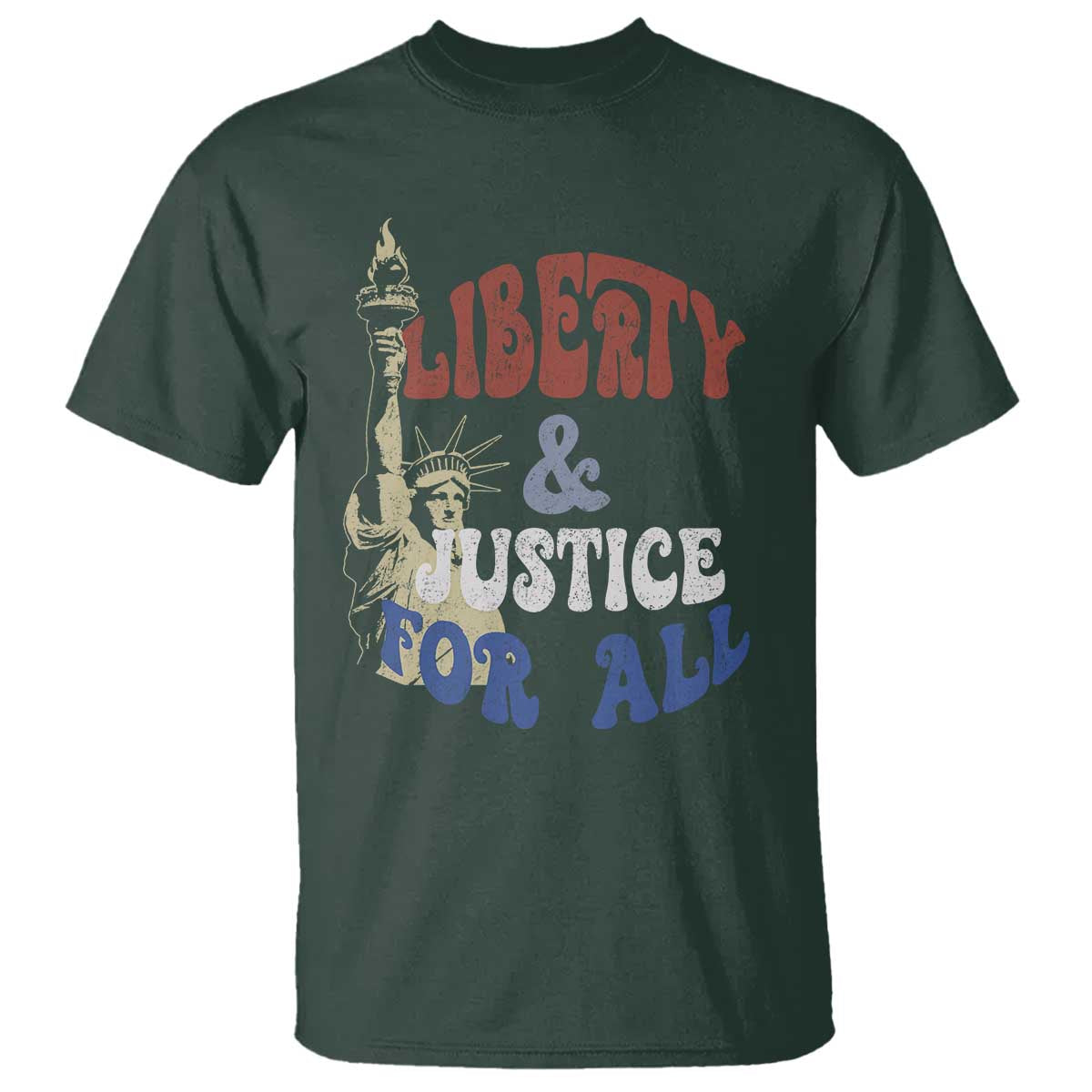 Funny 4th of July Liberty And Justice For All T Shirt Statue Of Liberty - Wonder Print Shop