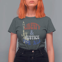 Funny 4th of July Liberty And Justice For All T Shirt For Women Statue Of Liberty - Wonder Print Shop