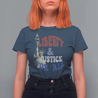 Funny 4th of July Liberty And Justice For All T Shirt For Women Statue Of Liberty - Wonder Print Shop