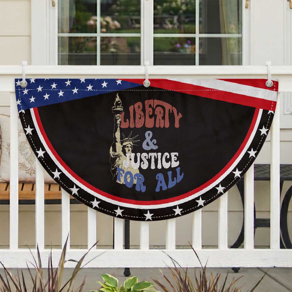 Funny 4th of July Liberty And Justice For All Patriotic Fan Flag Statue Of Liberty