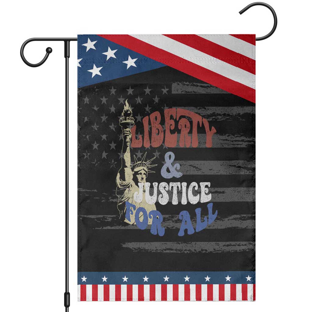 Funny 4th of July Liberty And Justice For All Garden Flag Statue Of Liberty