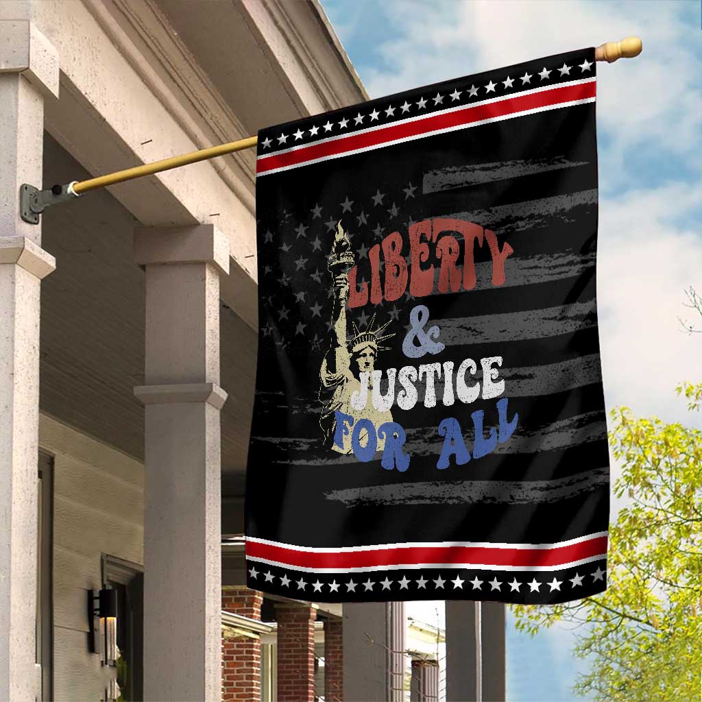 Funny 4th of July Liberty And Justice For All Garden Flag Statue Of Liberty
