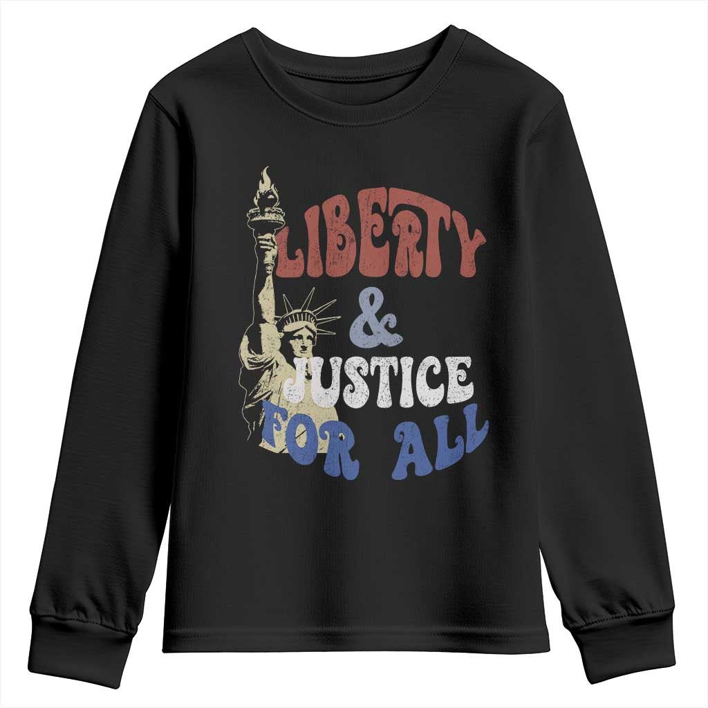 Funny 4th of July Liberty And Justice For All Youth Sweatshirt Statue Of Liberty - Wonder Print Shop