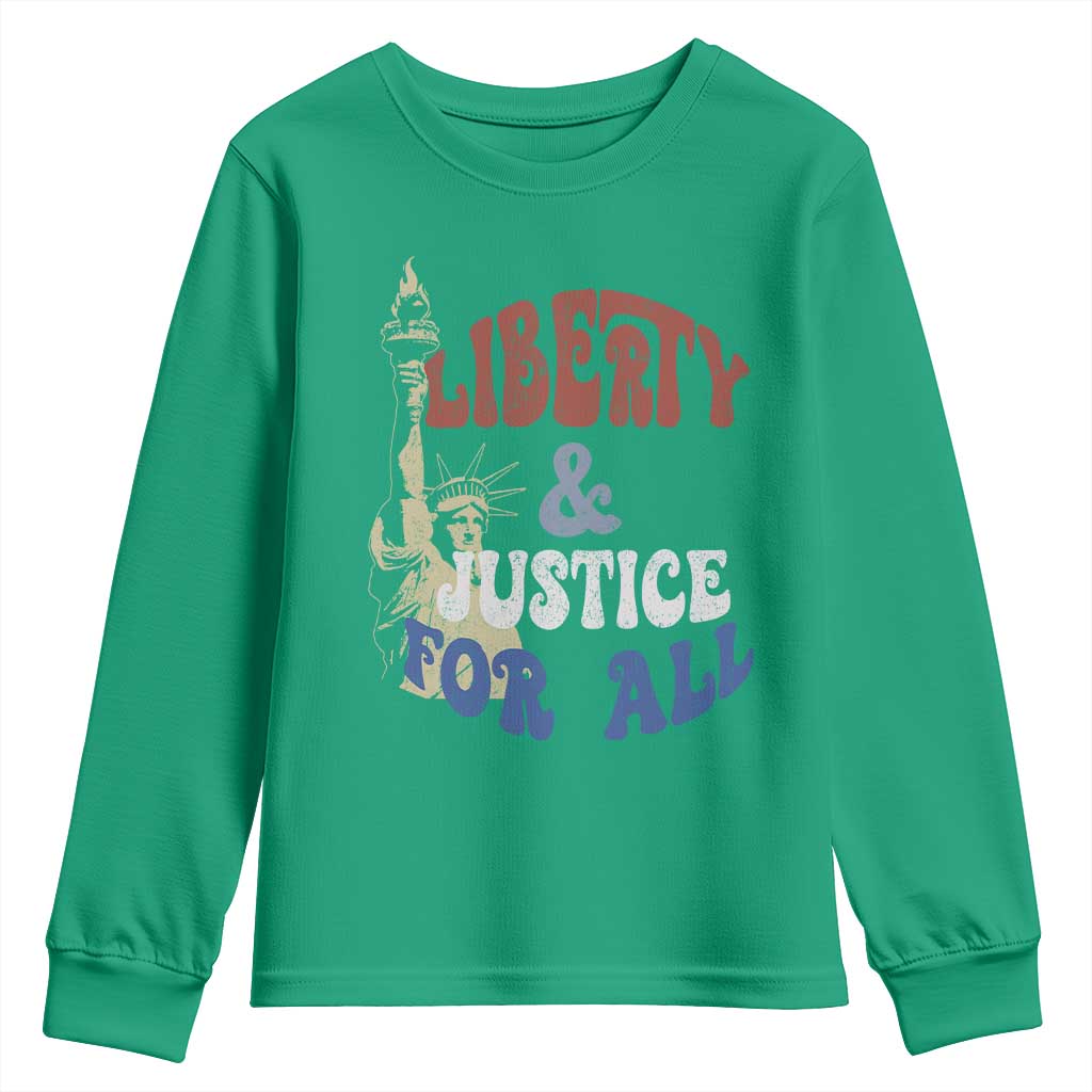 Funny 4th of July Liberty And Justice For All Youth Sweatshirt Statue Of Liberty - Wonder Print Shop