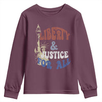 Funny 4th of July Liberty And Justice For All Youth Sweatshirt Statue Of Liberty - Wonder Print Shop