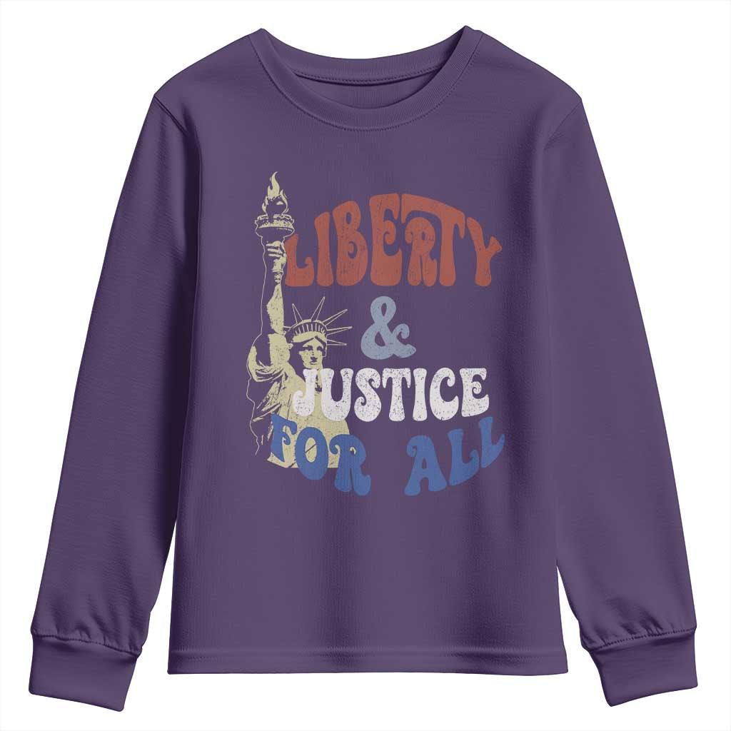 Funny 4th of July Liberty And Justice For All Youth Sweatshirt Statue Of Liberty - Wonder Print Shop
