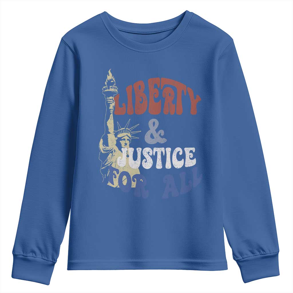 Funny 4th of July Liberty And Justice For All Youth Sweatshirt Statue Of Liberty - Wonder Print Shop
