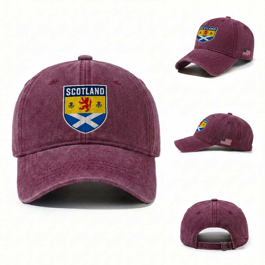 Scottish Rampant Lion Scotland Coat of Arms National Pride Washed Cotton Baseball Cap