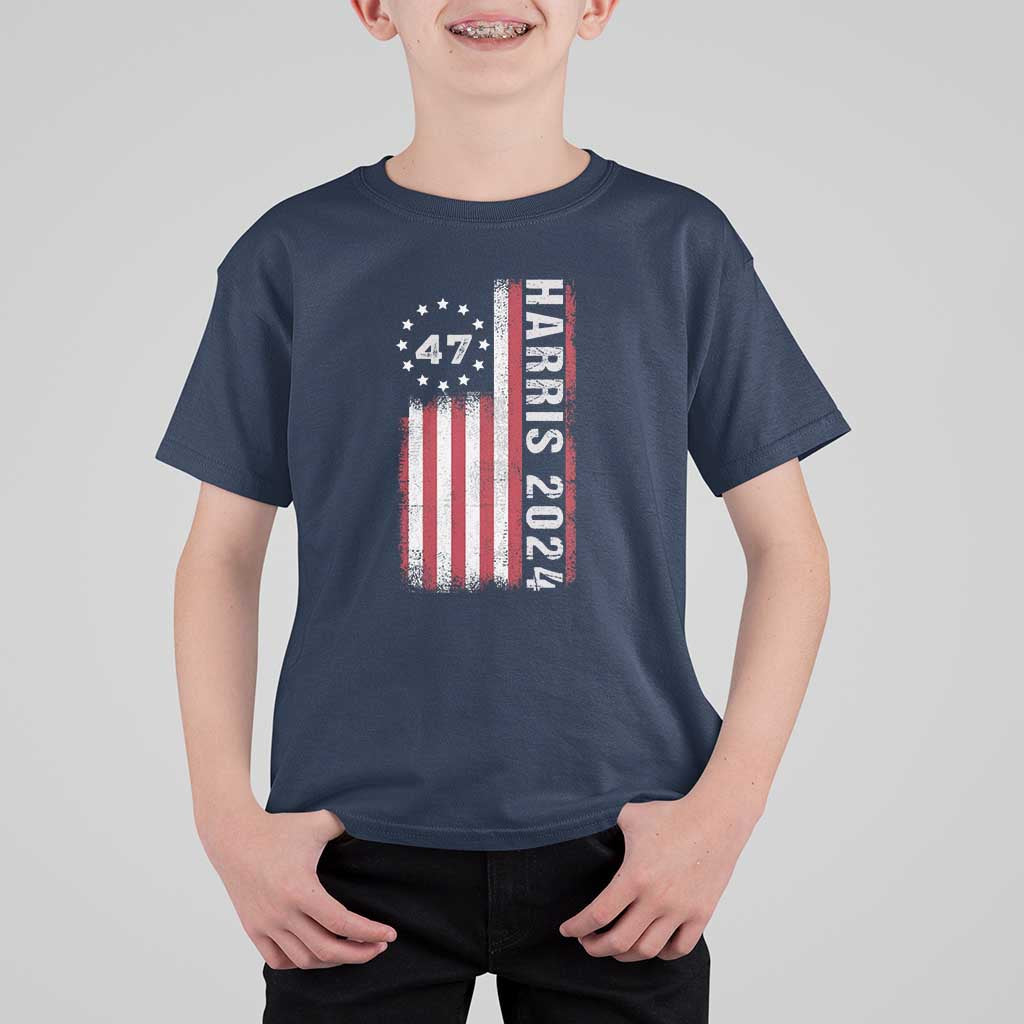Harris 2024 T Shirt For Kid Betsy Ross Flag 47th President Star - Wonder Print Shop